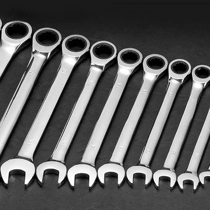 FLZOSPER 18pc. Ratcheting Wrench Set，6-22mm&24mm Metric CR-V Quick Access Spanner with Portable Tool bag
