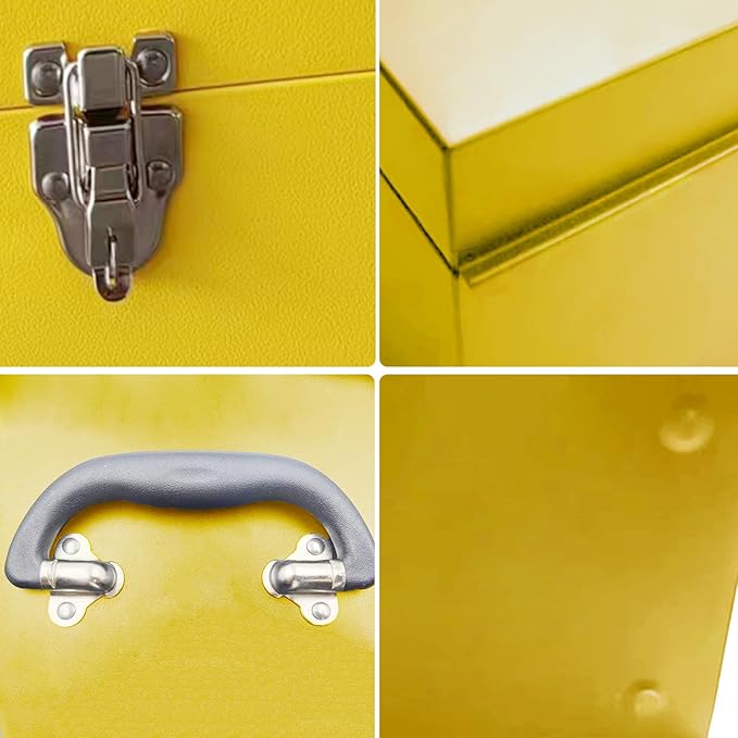 16" Large Tool Box Organizer Portable Metal Toolbox Locking Tool Box Fishing Tackle Box Metal Took box Organizer for Household Warehouse Tools Storage