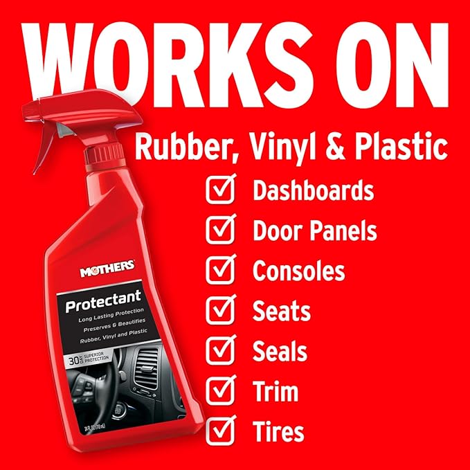 Mothers Protectant, 24 oz. – Long-Lasting UV Protection for Rubber, Vinyl & Plastic, Shields Dash, Trim, Bumpers & Tires from Fading, Cracking & Drying, Restores a Clean OEM Finish (05324)