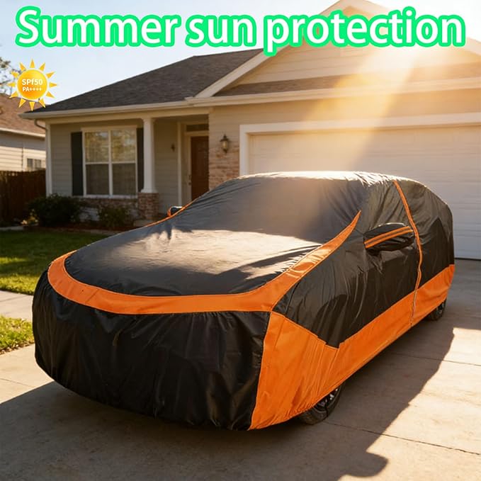 All Weather Outdoor SUV car Covers with ZipperDoor and Reflective Strip for Nissan RogueSport,Honda HR-V, Hyundai Kona/Tucson, ToyotaC-HR, Audi Q3,Lexus Ux 100% Rainproof (SUVLength 168-176 inch)