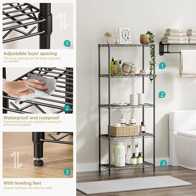 SINGAYE Shelf Closet Wire Shelving：Adjustable Metal Unit for Laundry Room Organization Bathroom Kitchen Home Storage Small Pantry Rack Shelves
