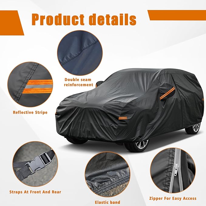 Kayme 7 Layers SUV Car Cover Custom Fit for Subaru Ascent (2018-2025) Waterproof All Weather for Automobiles,Outdoor Full Cover Rain Sun UV Protection.Black