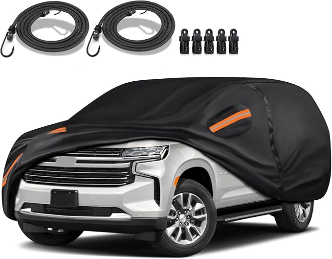 16-Layer Special Full Car Cover Fit for 2021-2024 Tahoe/GM-C Yu-kon/Cadi-llac Escalade, Heavy 600D Oxford Cloth, All-Weather Protection Summer Sun Exposure and Winter Snow Rain Dust UV