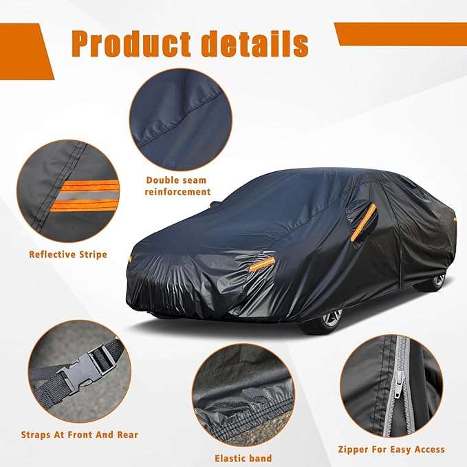 Kayme 7 Layers Car Cover Custom Fit for Kia Forte (2017-2025) Waterproof All Weather for Automobiles, Outdoor Full Cover Rain Sun UV Protection.Black