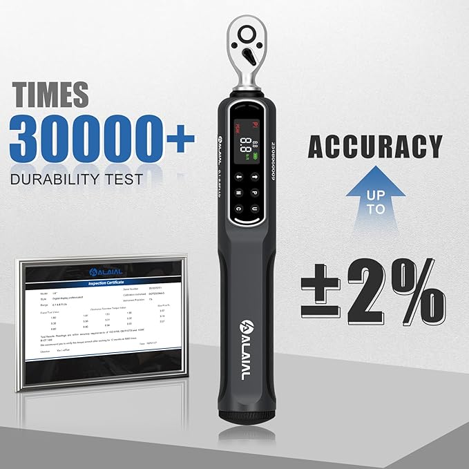 1/4 Drive Digital Torque Wrench, 0.1-8.8 Ft.Lb/0.2-12 Nm Drive Dual Direction Rachet Torque Wrench with Vibration, Buzzer and LED Alert, Electronic Torque Wrench for Bike Motorcycle Car Repair