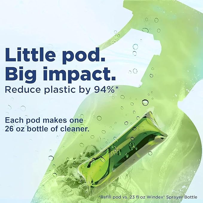 Windex 1 Gallon Refill, Glass Cleaner Refill 1 Gallon Original - With 1 Dissolve Pod - Makes 26oz
