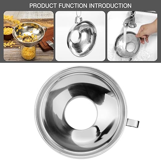 2 PCS Canning Funnel for Wide and Regular Jars, Wide Mouth Funnel Stainless Steel Funnels for Kitchen Use, Metal Funnels Set for Transferring Liquid Power Jam Grains Dry and Wet Ingredients