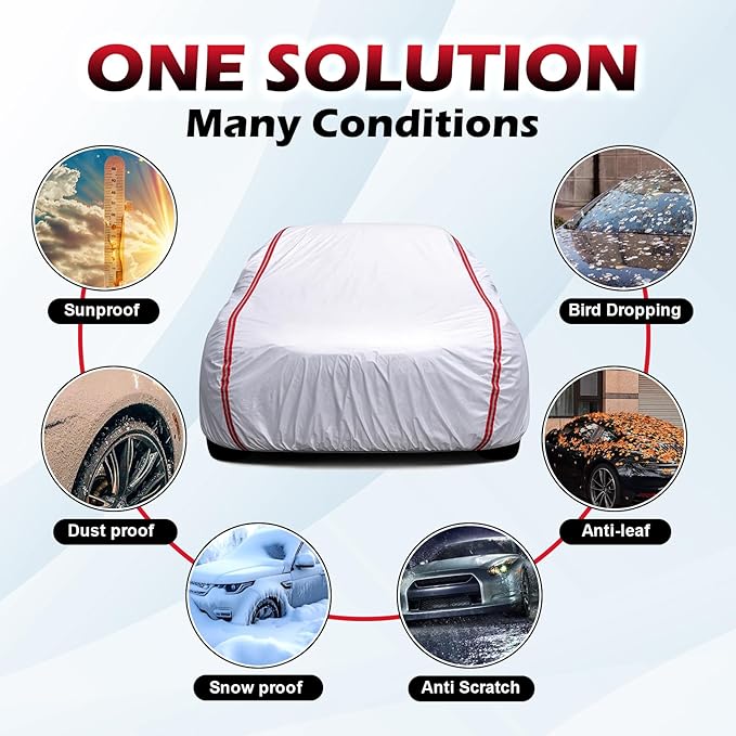 Car Covers for Automobiles, 6 Layers Coupe Car Cover Universal Fit for Ford Mustang/Shelby, Chevy Camaro/C8, BMW M4/4 Series, Lexus RC/LC, Hyundai Genesis Coupe, GTR