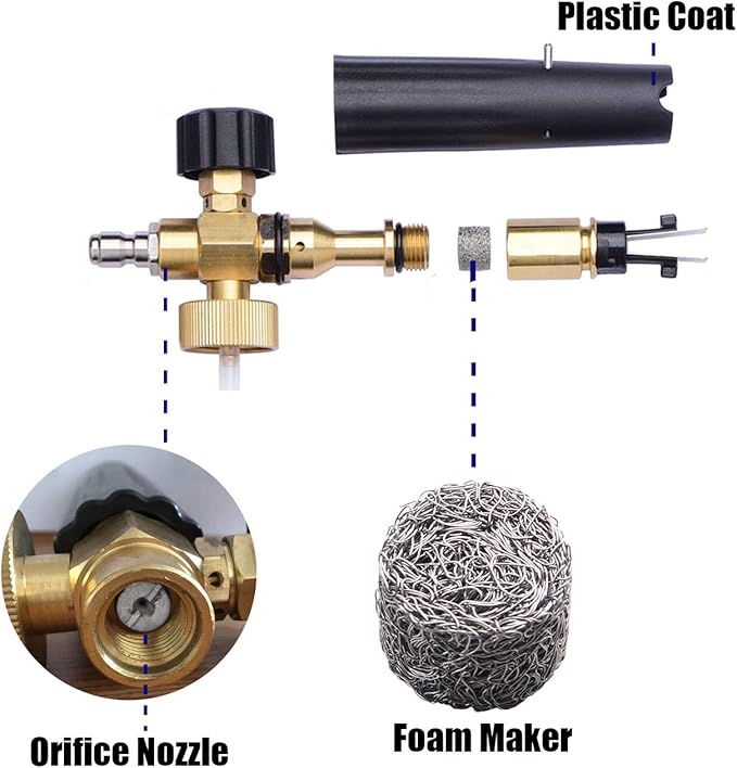 Tool Daily 1.1 mm Orifice for Foam Cannon and Foam Maker, Replacement Thread Nozzle and Mesh Filter for Snow Foam Lance, 3000 PSI