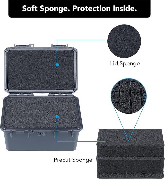 Lykus HC-1730 Mini Hard Case Dry Box with Foam Insert, Interior Size 6.5x3.9x3.7 in, IP66 Splash-Proof, Suitable for Cellphones, Tools, Small Devices and More