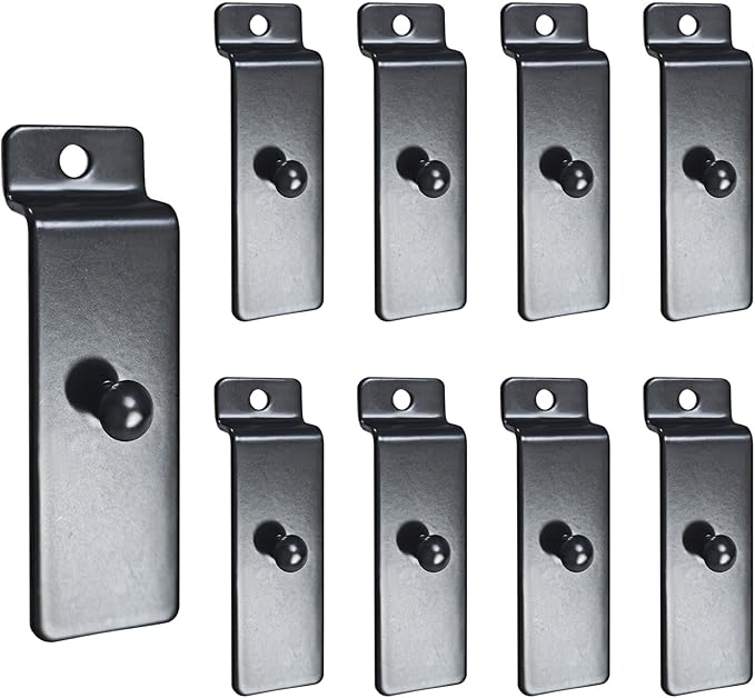 Metal Slatwall Utility Hooks, 10pcs Commercial Slatwall Picture Hook Notch Picture Display Hooks Hangers Painting Hook for Photo Frame Painting Arts Center Slat Panel (Black)