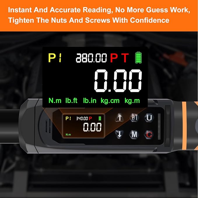 Digital Torque Wrench Set, 1/2"&3/8" Torque Wrench Digital with Dual Direction Ratchet, 3.8-250.8 Ft.lb & 0.66-44.29Ft.lbs Range, ±1% Accuracy with Vibration, Buzzer and LED Alert