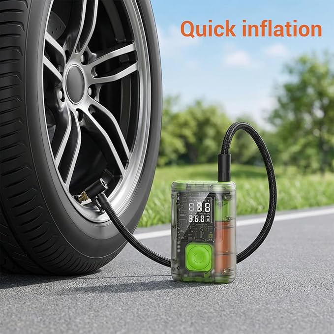 Tire Inflator Portable Air Compressor, 150 PSI Cordless Air Pump，Auto Shut-Off for Car Tires, Bike Pump, Motorcycle, Balls