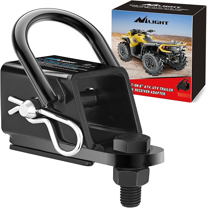 Nilight 2 Inch Rear Trailer Hitch Receiver Kit for ATV UTV Rear Bumper Tow Hook Black Hitch Cover Kit