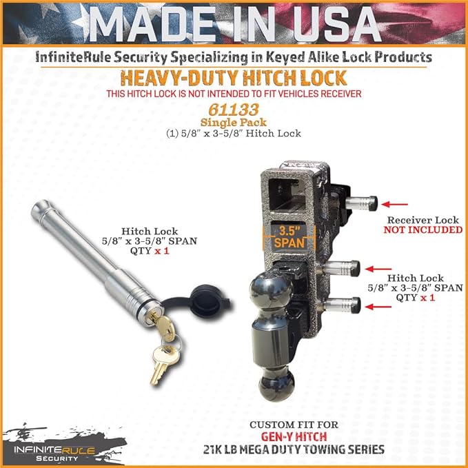 61133 | Hitch Lock for Gen-Y Hitch 21K LB Mega Duty Series - Fits Adjustable Ball Mount Only - Does NOT FIT Vehicle Receiver