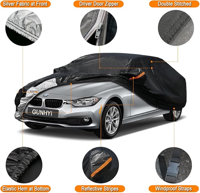 7 Layer Car Cover Custom Fit Hyundai Genesis Sedan (2008-2016) Waterproof All Weather, Heavy Duty Outdoor Snow Sun Rain Uv Protection (Ships from US Warehouse, Delivery 3-8 Days)