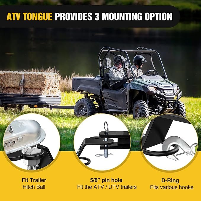 Nilight ATV/UTV Three-Way Hitch 3500lbs Three-Way Lawn Mover Adapter 3" Drop/Rise, Heavy Duty Universal ATV Hitch Attachments, Trailer Hitch Adapter