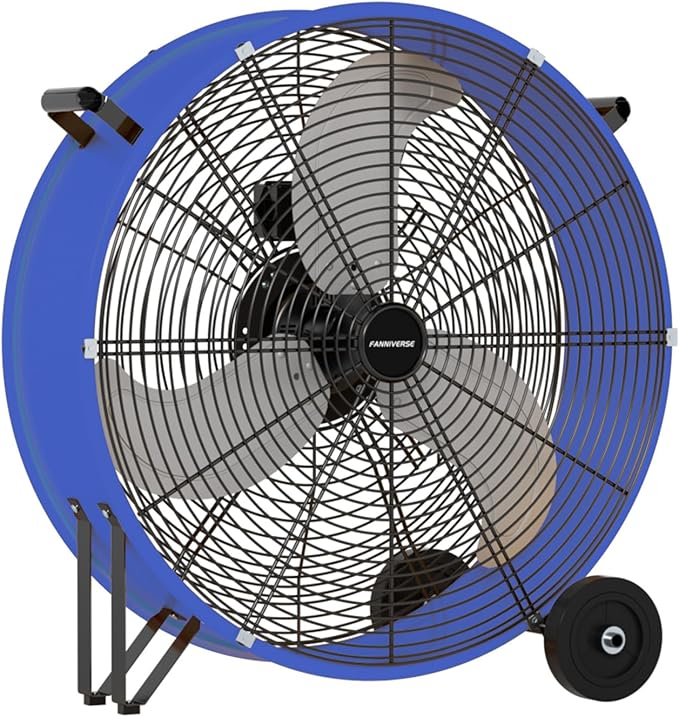 30 Inch Industrial Drum Fan 14000 CFM Ultra High Velocity Floor Fan for Large Warehouse, Shop & Gym - 3-Speed Heavy Duty Metal Cooling Fan with 360° Tilt, Rolling Wheels & UL Safety Listed