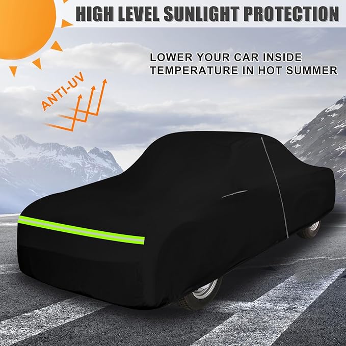Waterproof Car Cover Compatible with 1966-1974 Dodge Charger, 210T Polyester with Cotton Liner All Weather Car Covers with Zipper Door & Lock for Dust Snow Rain Protection