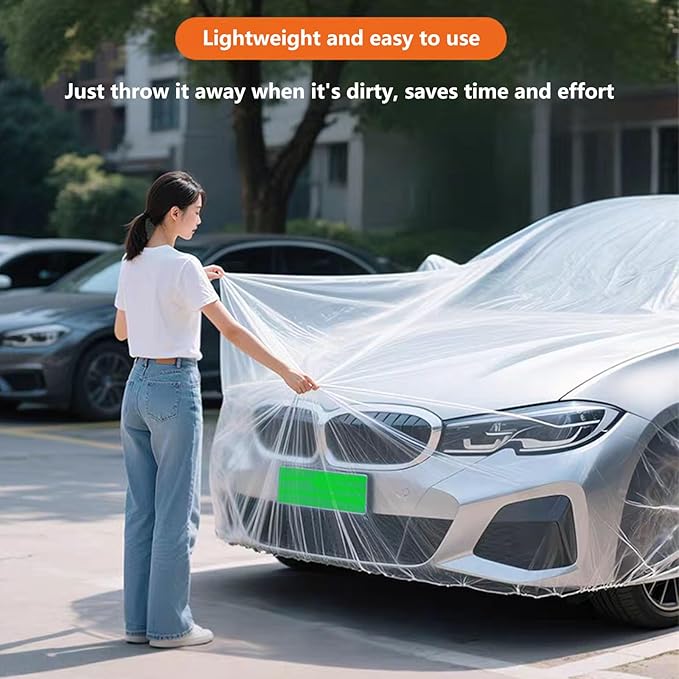 High-Weight Thickened Plastic car Cover, Garage dust Protection, Weatherproof for rain and Snow Outdoors, Size 13Ft x 22Ft, Widened Elastic Band，Universal Protective Accessories for Most Cars