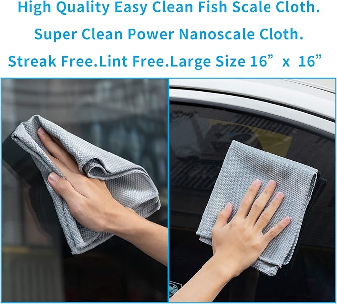 Nano Streak Free Magic Microfiber Cleaning Cloths Easy Clean Nanoscale,Fish Scale Window Mirror Glass Car Stainless Steel Cleaning,Lint Free Dish cloth Wine Glass Polishing Towel,Reusable,Pack 6,Mix