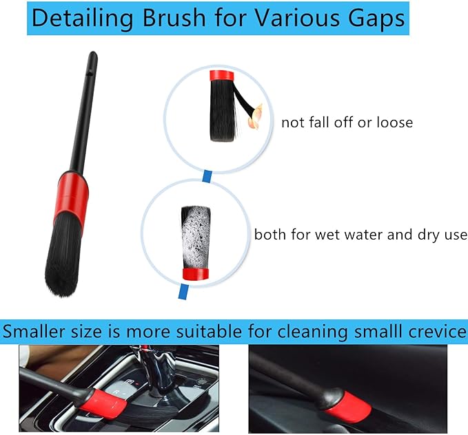 Car Interior Duster Detail Brushes, Soft Bristles Brush Car Accessories for Cleaning Dashboard Air Vent Crevice, Detailing Dusting Tool Kit for Auto Truck SUV RV