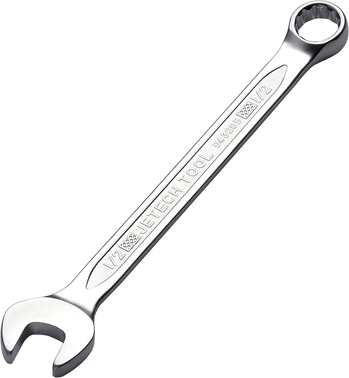 Jetech 1/2 Inch Combination Wrench, Industrial Grade Cr-V Steel Spanners with Precise 12 Point Opening, Off-Corners Design