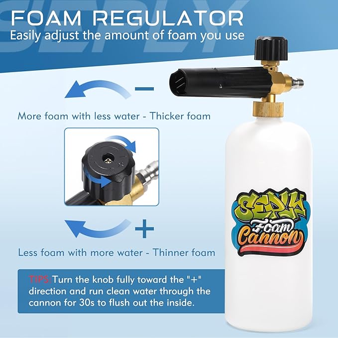 Foam Cannon Dual Connector Accessory, 1/4 Inch Quick Connector, 5 Pressure Washer Nozzle Tips for Pressure Washer, Adjustable Foam Sprayer for Car Wash