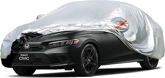 Car Cover Custom Fit Honda Civic Sedan/Coupe (1995-2025) Waterproof for Automobiles, Oxford Sun Rain Dust Snow Protection (Ships from US Warehouse, Delivery 3-8 Days)
