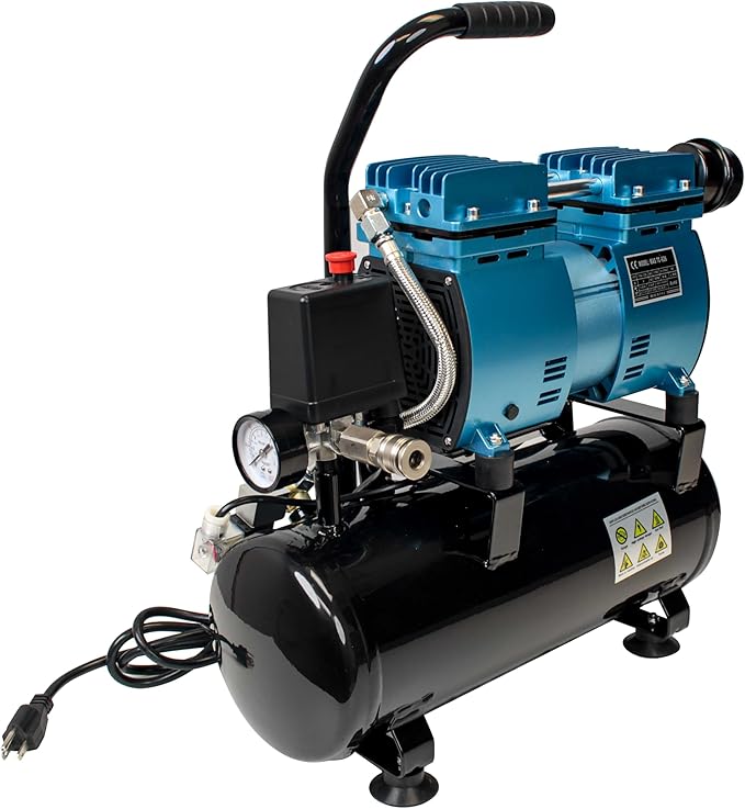 Master Airbrush Super Powerful 1 HP Air Compressor with Extra-Large 9 Ltr Storage Tank, Model TC-626 - Professional High-Performance, Airflow 85 Ltrs/Minute, 3 CFM - Hose, Pneumatic Tools, Work Shop