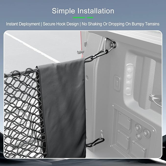 xipoqix Truck Bed Cargo Net 49.21 x 18.11 Inch Compatible with 2015-2026 Ford F150 Truck Bed Organizer Mesh Net Replacement for 2015-2026 Ford F-150 Accessories