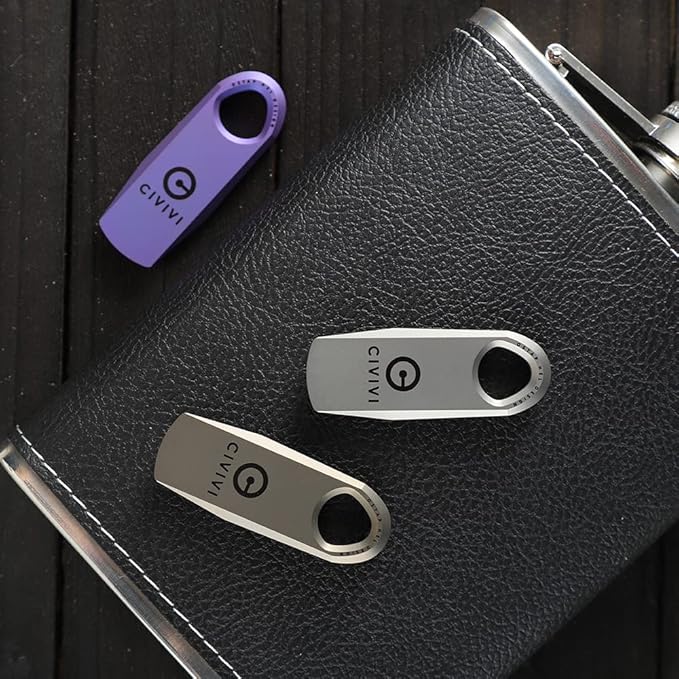 CIVIVI Mini Titanium Pry Bar, 1.70" Overall Ti-Bar EDC keychain Multi-Tool, Designed by Ostap Hel C21030-1 (Gray)