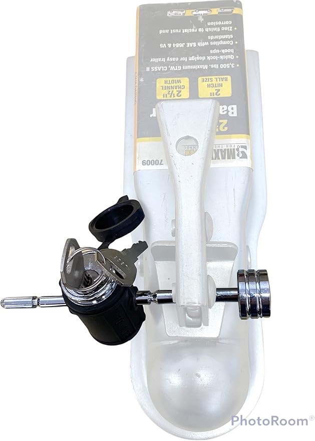 MaxxHaul Trailer Tongue Coupler Lock - Adjustable Trailer Tongue Pin, 1/4" Diameter, Fits 1" to 3" Latch-Type Coupler for RV, Truck Towing