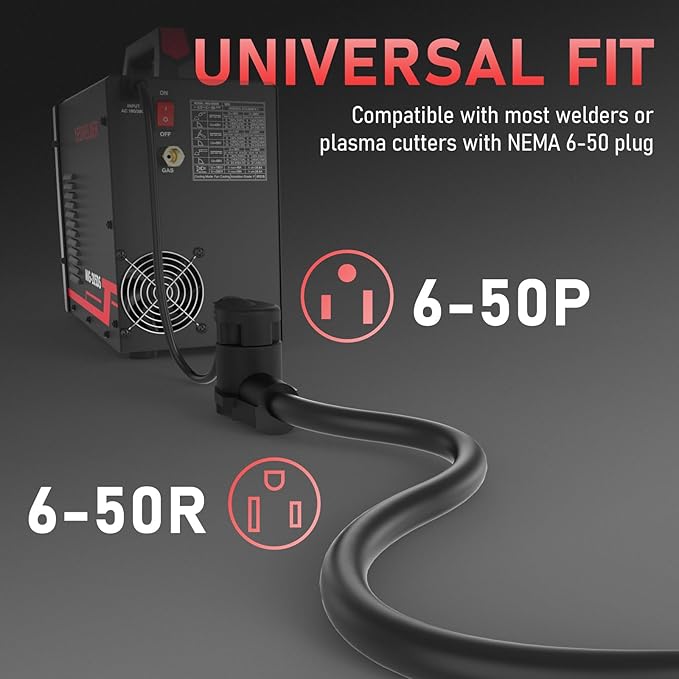 YESWELDER 40ft 250 Volt Welder Extension Cord 8 AWG Power Extension for Welding Machines， NEMA 6-50P to 6-50R