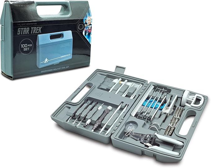 Star Trek: The Next Generation 100-Piece Engineering Field Kit Tool Set | Handy Gadgets Include Screwdrivers, Utility Knife, Wire Cutter, Metal Prybars, And More | Survival Tools, Camping Accessories