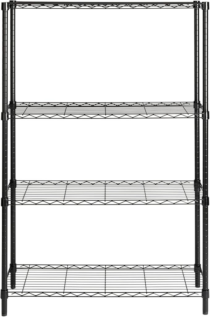 Honey-Can-Do 4-Tier Heavy-Duty Adjustable Shelves, Metal Storage Rack with 250-lb Shelf Capacity, Black, 14" W x 36" L x 54" H