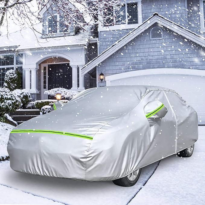 Waterproof Car Covers Replace for 2004-2025 Audi A6/S6, 6 Layers Silver All Weather Custom-fit Car Cover with Zipper Door & Windproof Bands for Snow Rain Dust Hail Protection