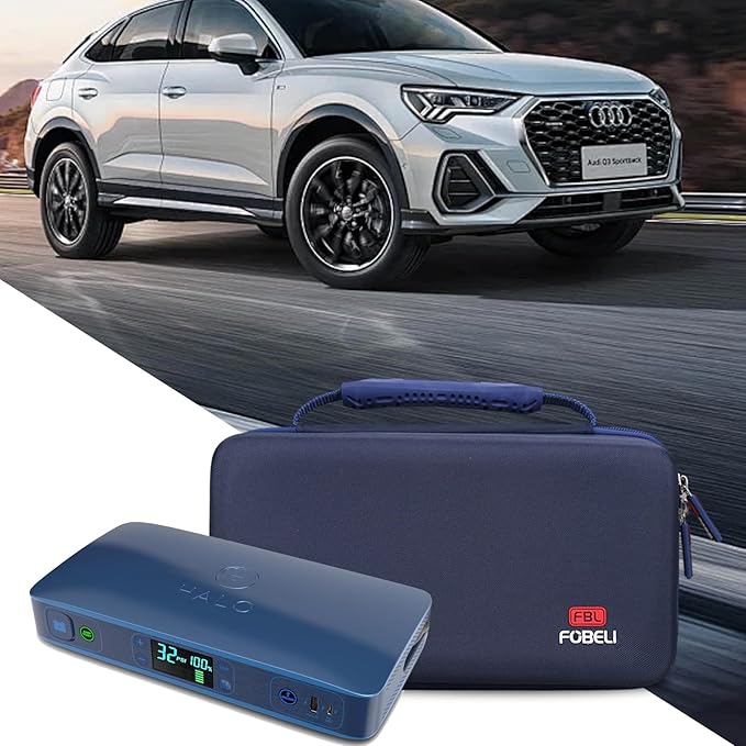 FBLFOBELI Hard Carrying Case for Halo Bolt Ultimate 2.0 & 3.0/for Halo Bolt Air + 55500 1750/for Halo Bolt Air 58830 Portable Vehicle Jump Starter with Air Compressor (Case Only) (Navy)