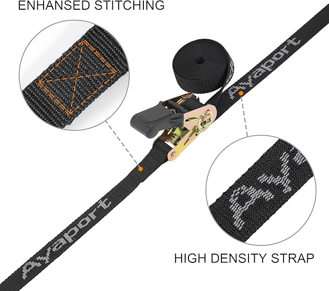 Ayaport Endless Ratchet Strap 1 inch 10 feet 2500LBS Break Strength (no Hook) Small Short Ratcheting Tie Down Motorcycle Car Roof Rack Trailer Cargo Straps