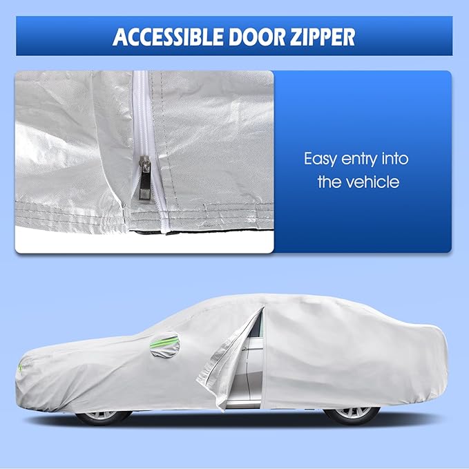 Car Cover Custom Fit for Toyota Corolla 2000-2026, Honda Civic 1991-2026, Migaven Waterproof Full Exterior Cover Sun Rain Protection with Door Zipper and Cotton Lining