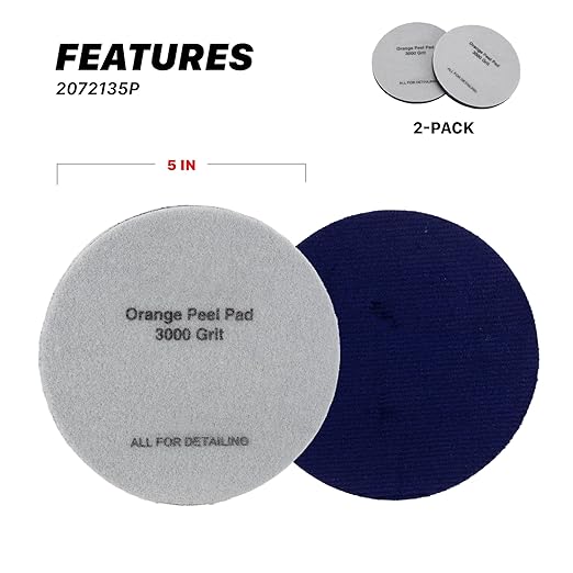 Maxshine 5" Universal 2-Pack 3000 Grit Purple Velvet Orange Peel Remover Polishing Pads – Hook & Loop for Easy Attachment – Professional Pad for Paint Texture Leveling & Detailing