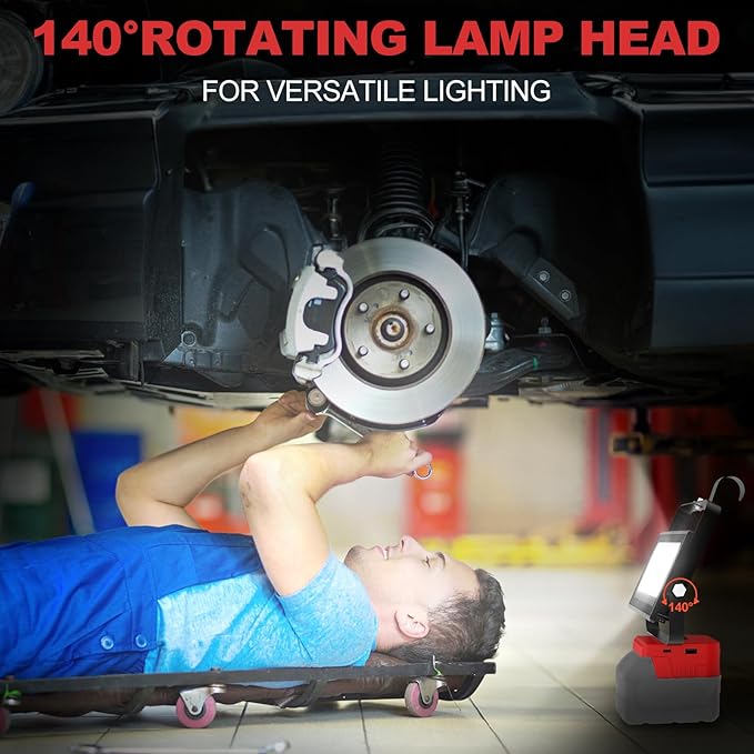 60W 6000LM Cordless Work Light Compatible with Milwaukee 18V Battery (Battery Not Included), Portable LED Flashlgiht Flood Light with USB &Type C Charging for Job Site, Emergency, Camping