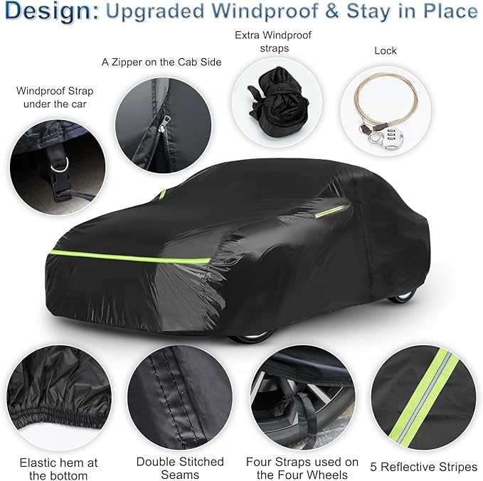 for Mercedes Benz E Car Cover Waterproof All Weather Heavy Duty Protection Outdoor Full Car Covers Windproof with Driver Side Zipper Compatible for Mercedes Benz E-Class 2006-2025 Sedan