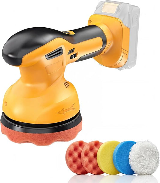 Cordless Car Buffer Polisher Compatible with Dewalt 20V MAX Battery(No Battery)6 In Car Waxer Kit with 8 mm Orbit Block & 6 Speed Control for Car Detailing, Scratch Removal and Waxing
