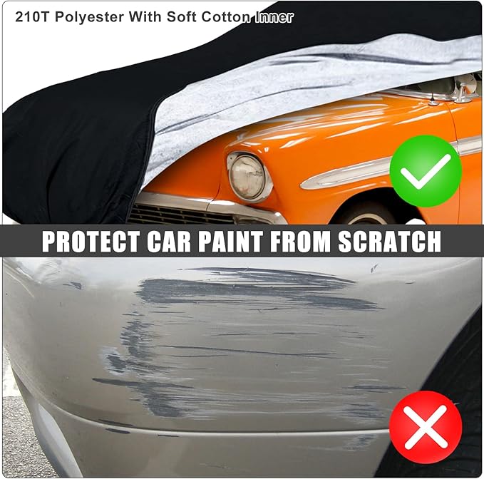 Waterproof Car Cover Compatible with Chevrolet Bel Air / 150/210 1950-1957 Sedan/Coupe/Hardtop 210T All Weather Classic Car Covers with Zipper Door for Snow Rain Protection