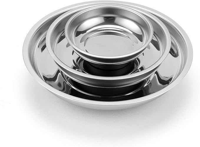 Mayouko 3-Piece Round Magnetic Trays Set, 3" 4" 6", Trays Tool Holder for Screws and Tools