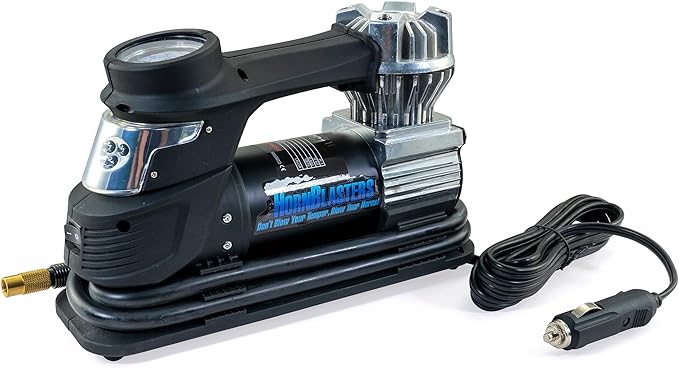 HornBlasters X1 Portable Air Compressor – 12V, 120 PSI Tire Inflator for Trucks & Cars – Compact, Heavy Duty, Fast Inflation
