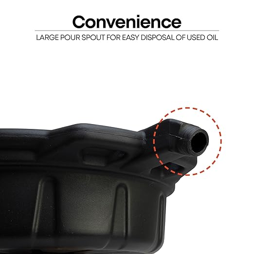 Groz 2 Gallon Oil Drain Pan with Anti-Spill Cap, HDPE Chemical-Resistant Construction, Large Spout for Easy Pouring, Stackable Design (41965)