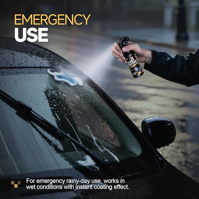Car Ceramic Glass Coating Spray,Automotive Windshield Rain Repellent Glass Polish Protect, Long-Lasting Quick Dry Coat (3.38 fl oz +Towel)