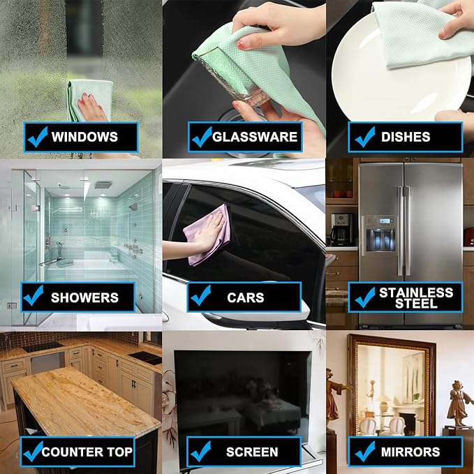 Fish Scale Streak Free Magic Glass Window Car Mirror Microfiber Cleaning Cloth Cleaner Cloths,Lint Free Stainless Steel Windshield Shower Cleaning Cloth,Miracle Polishing Towels Shiny Wipes,Pack 6,Mix